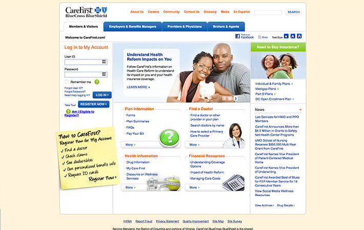 Carefirst Website Homepage Screensheet