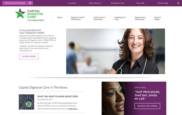 Capital Digestive Care Website Homepage Screenshot