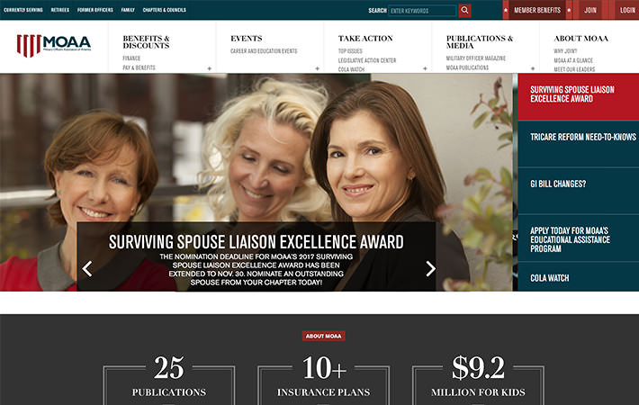 MOAA Website Homepage Screenshot