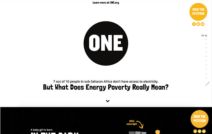 One Campaign: Energy Poverty Website Screenshot